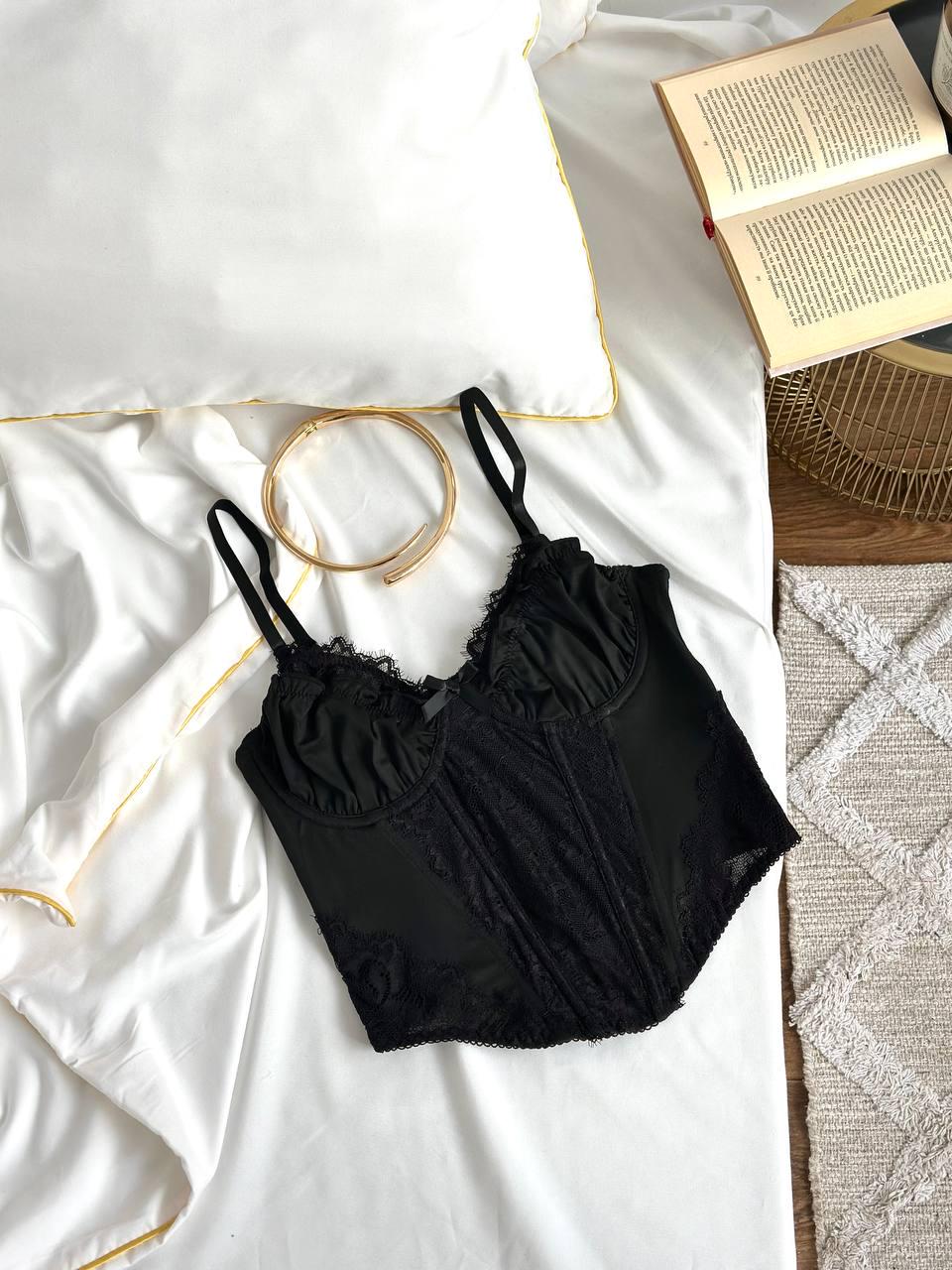 Black Lace Corset Top — view 4