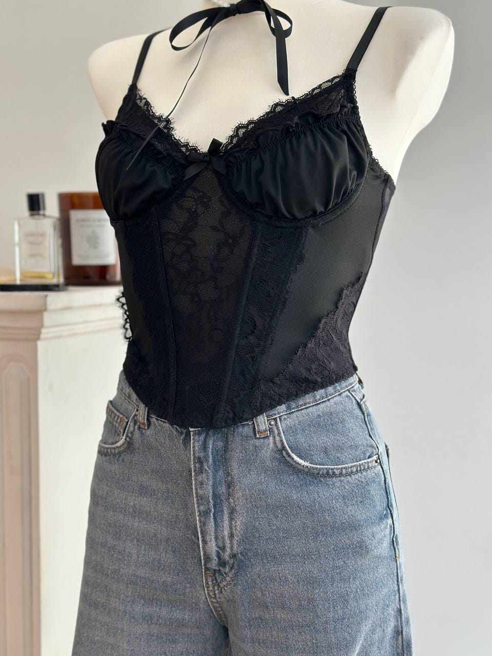 Black Lace Corset Top — view 8