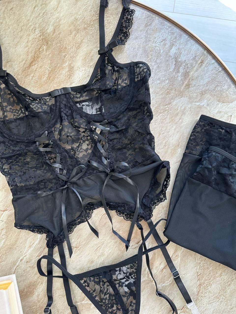 Black Lace Lingerie Set — view 5
