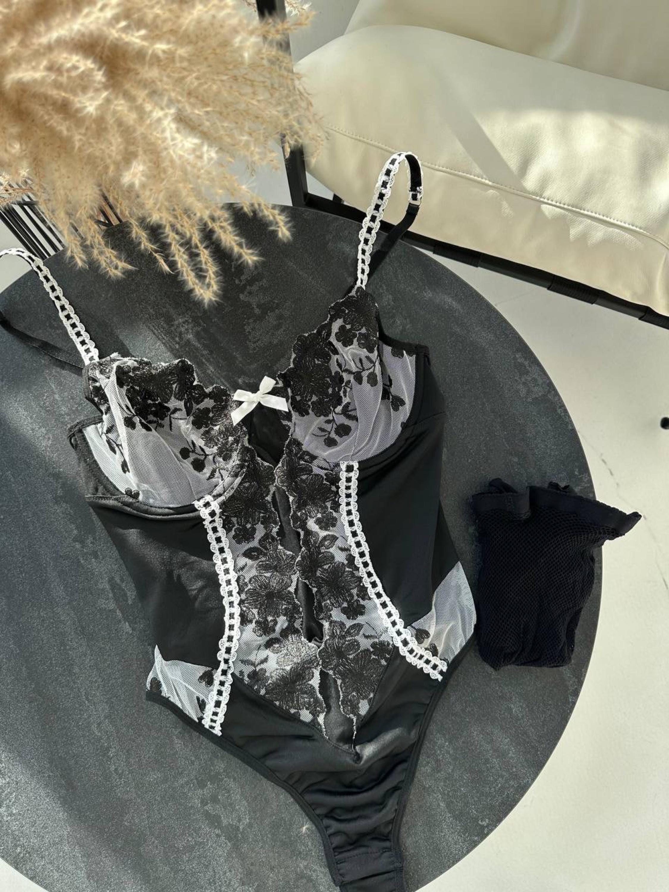 Black Lace Bodysuit Lingerie — view 1